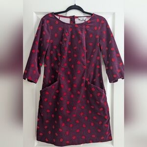 Boden Corduroy 3/4 Sleeve Leaf Dress